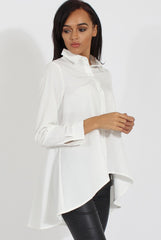 White Dipped Hem Shirt - Paloma-Shirts