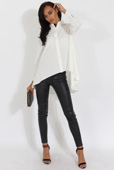 White Dipped Hem Shirt - Paloma-Shirts