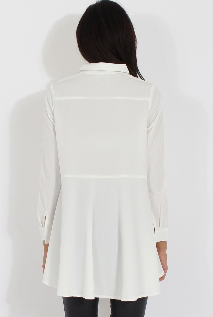 White Dipped Hem Shirt - Paloma-Shirts
