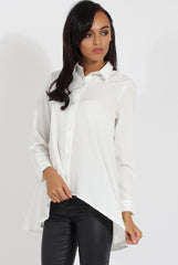 White Dipped Hem Shirt - Paloma-Shirts