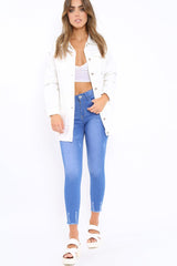 White Distressed Denim Jacket - Saima-Jackets