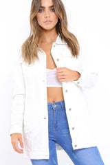 White Distressed Denim Jacket - Saima-Jackets