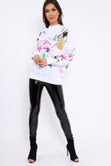 White Distressed Paint Splatter Jumper - Mina-Jumper