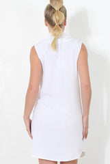 White Double Breasted Sleeveless Dress -Meg-Dresses