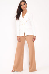 White Double Gold Button Blazer - Meka-Jackets