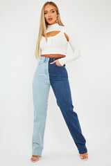 White Double Layer High Neck Crop Top - Mahani-Crop Tops