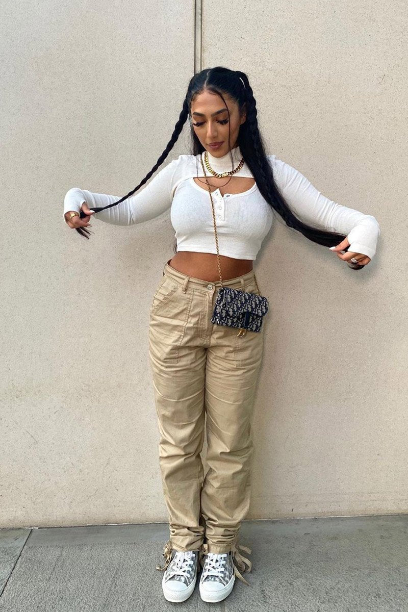 White Double Layer High Neck Crop Top - Mahani-Crop Tops