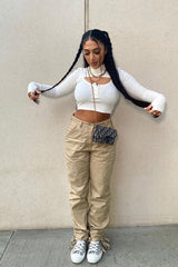 White Double Layer High Neck Crop Top - Mahani-Crop Tops