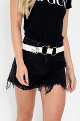 White Double Loop Silver Buckle Belt - China-Belts