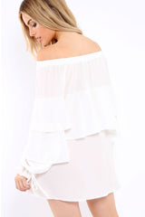 White Dress With Frills - Arabellah-Dresses