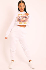 White Elasticated Tie Waist Joggers - Kamella-Joggers