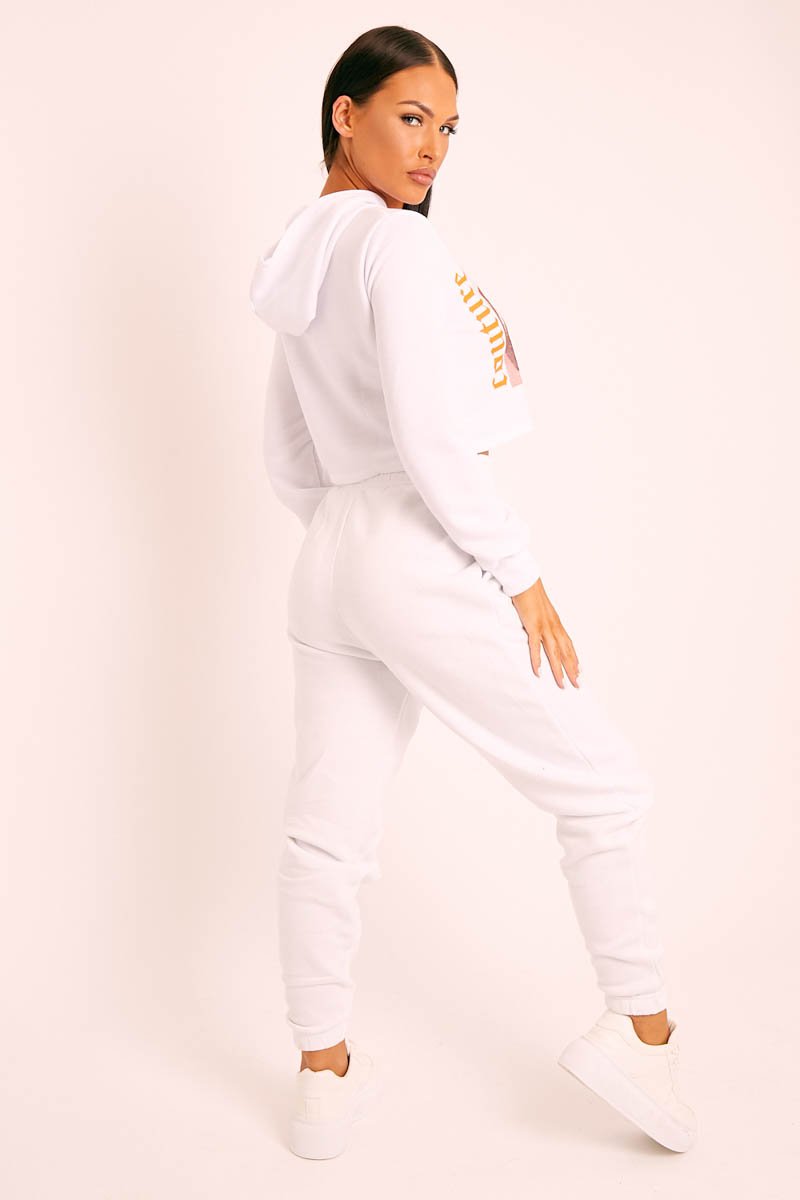 White Elasticated Tie Waist Joggers - Kamella-Joggers