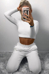 White Elasticated Waist Joggers - Trina-Trousers