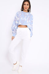 White Elasticated Waist Joggers - Trina-Trousers