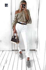 White Elasticated Waist Joggers - Trina-Trousers