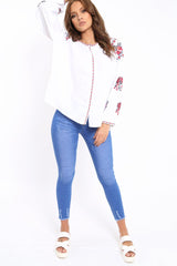 White Embroidered Blouse - Gabbie-Tops