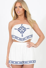 White Embroidered Co-Ord - Athena-Co-ords