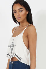 White Embroidered Crop Top - Wren-Crop Tops