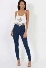 White Embroidered Crop Top - Wren-Crop Tops