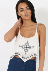 White Embroidered Crop Top - Wren-Crop Tops