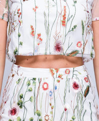White Embroidered Floral Co-ord - Roxy-Co-ords