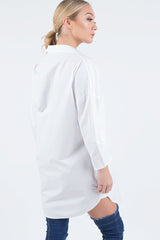White Embroidered Oversized Shirt - Kate-Shirts