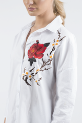 White Embroidered Oversized Shirt - Kate-Shirts