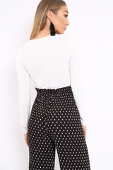 White Embroidered Print Bodysuit - Addilee-Bodysuits