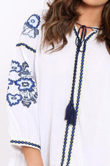 White Embroidered Shirt Dress - Nikki-Dresses