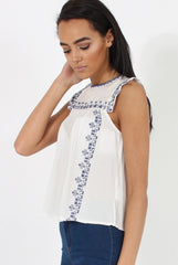 White Embroidered Swing Top - Lillian-Tops
