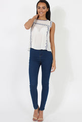 White Embroidered Swing Top - Lillian-Tops