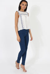 White Embroidered Swing Top - Lillian-Tops