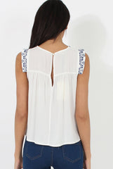 White Embroidered Swing Top - Lillian-Tops