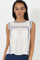 White Embroidered Swing Top - Lillian-Tops