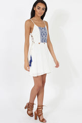 White Embroidered Tassel Dress - Anastasia-Dresses