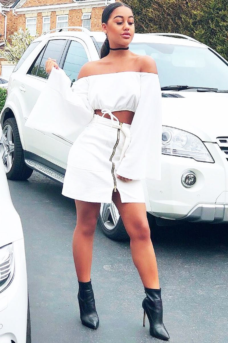 White Extreme Flared Sleeved Crop Top - Dalis-Crop Tops