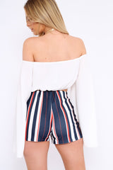 White Extreme Flared Sleeved Crop Top - Dalis-Crop Tops