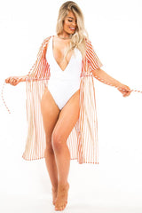 White Extreme Plunge Belted Swimsuit - Elvi-Swimsuits