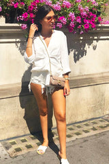 White Extreme Rip Distressed Denim Shorts - Storie-Shorts