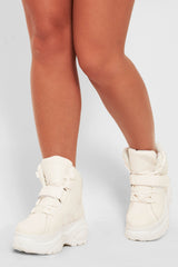 White Extreme Sole Chunky Lace Up Boots - Jaxson-Boots
