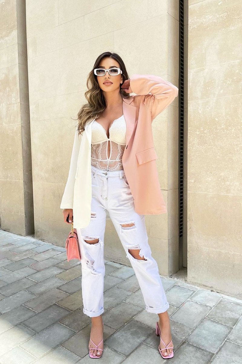 White Extremely Ripped Denim Mom Jeans - Ellynor-Jeans