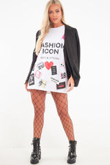 White Fashion Icon Slogan Print T-Shirt - Raeonna-T-shirt