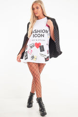 White Fashion Icon Slogan Print T-Shirt - Raeonna-T-shirt