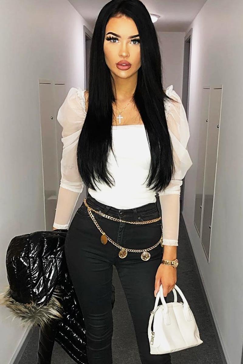 White Faux Croc Silver Chain Handbag - Chi-Bags