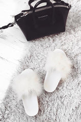 White Faux Feather Sliders - Maci-Sliders