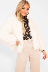White Faux Fur Coat - Livy-Coats