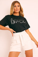 White Faux Leather Belted Shorts - Riyanna-Shorts