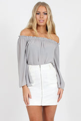 White Faux Leather Mini Skirt - Paige-Skirts