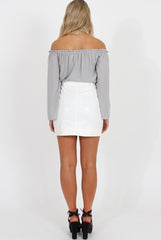 White Faux Leather Mini Skirt - Paige-Skirts