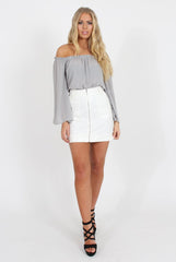 White Faux Leather Mini Skirt - Paige-Skirts
